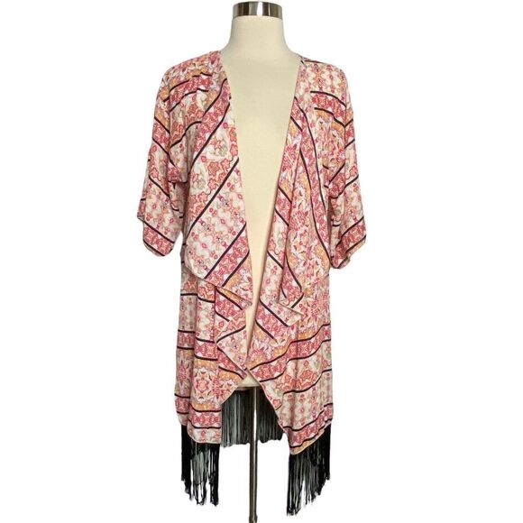 Lularoe Women's Monroe Kimono Size Small Fringe Cardigan Multicolor Boho - Picture 1 of 6
